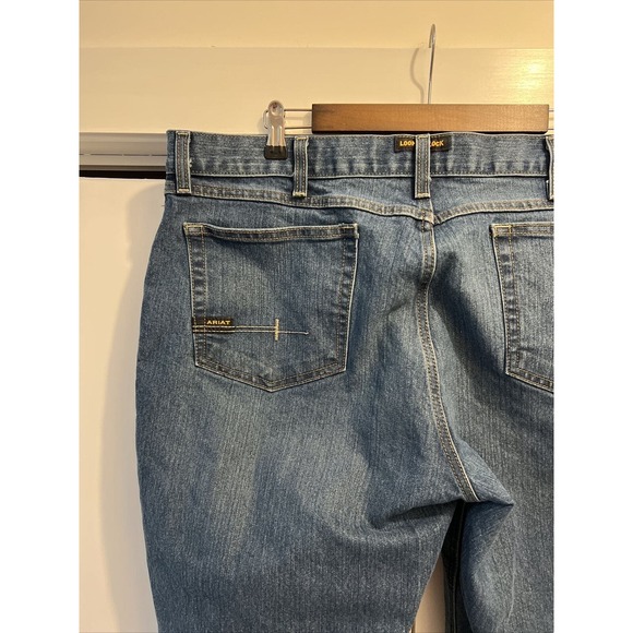 Ariat Rebar M4 Jeans Relaxed Boot Cut Blue Denim Loop Lock Durastretch 40x30 - Picture 6 of 10